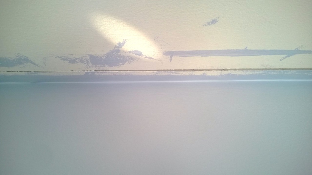 crack in the drywall of the girl cave ceiling