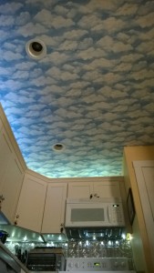 kitchen ceiling cloud wallpaper