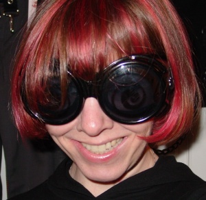 me with pink hair and goggles in 2006