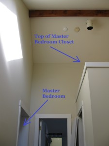 using the top of the master closet for storage