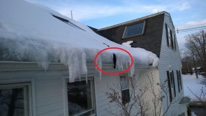diy roof ice melter making quick work of the ice dam during snowmageddon 2015