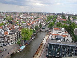 view from the top of westerkerk tower in amsterdam