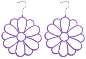 purple scarf hangers that look like flowers