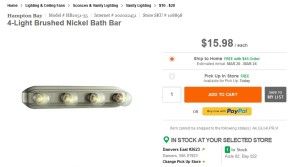 new brushed nickel LED vanity light bar for master bathroom