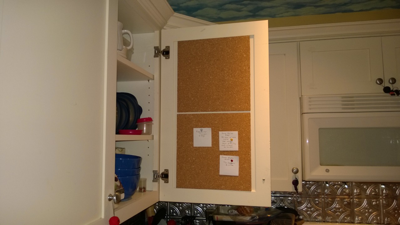 Kitchen Cabinet Bulletin Board