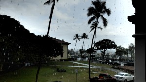 maui hawaii pioneer inn deck in rain