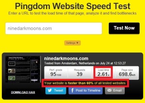 pingdom website speed test / load time assessment