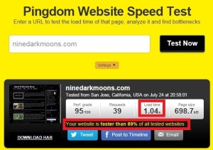 pingdom website speed test / load time assessment