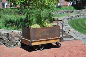 cool metal railroad luggage planter at ebsco