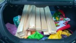 wood for the outdoor cat enclosure / catio in the back of my car