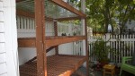 luan slats to cover staples completed for outdoor cat enclosure / catio