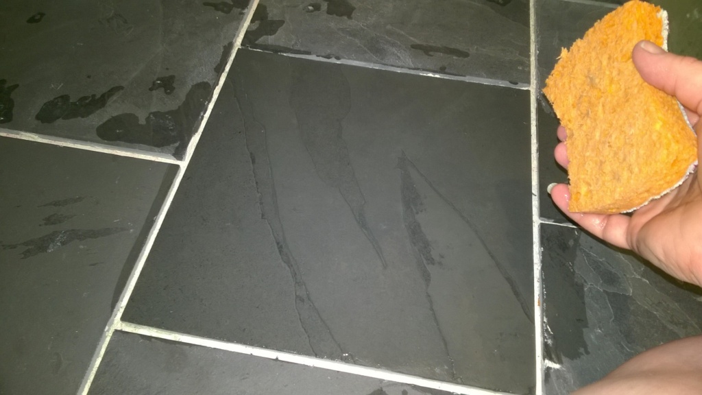 cleaning dried thin-set mortar off slate tiles using vinegar