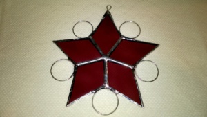 raspberry stained glass snowflake star