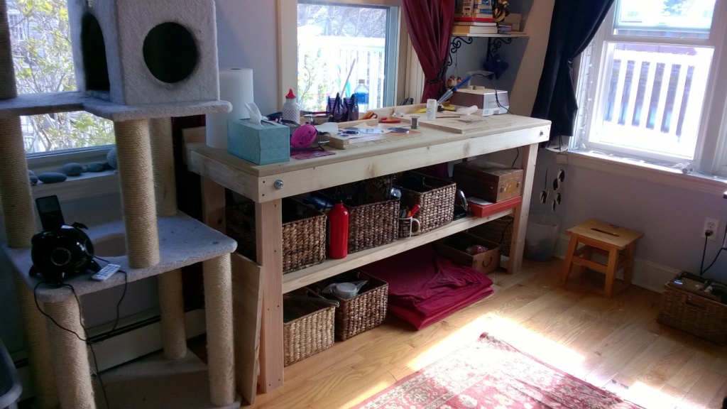 my new workbench in the girl cave