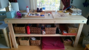 my new workbench in the girl cave