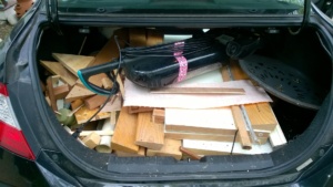 the trunk of my car full of crap for the dump