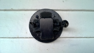weird black yard light/lantern receptacle on the right side