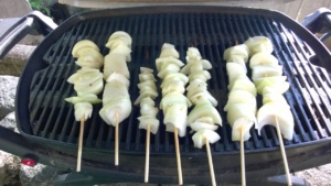 i put the skewered onions on the grill first to give them a head start