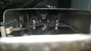the view of the heating element coil after removing the front panel of the samsung dryer