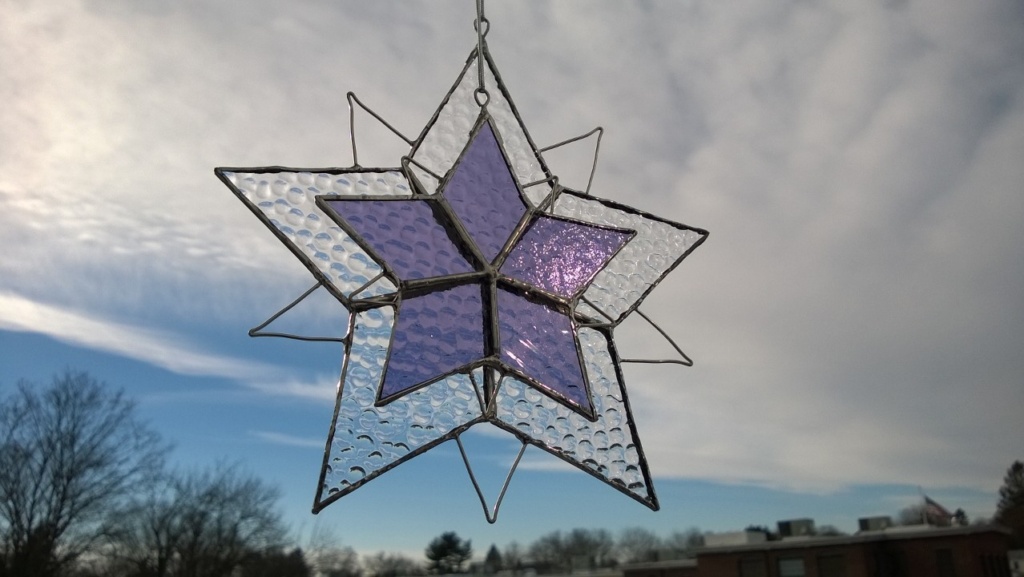 purple & clear bubble glass triangle snowflake stars layered