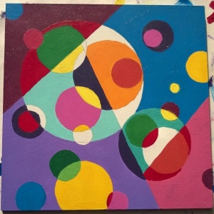one of my circle mosaic paintings - acrylic on 5x5" gesso board