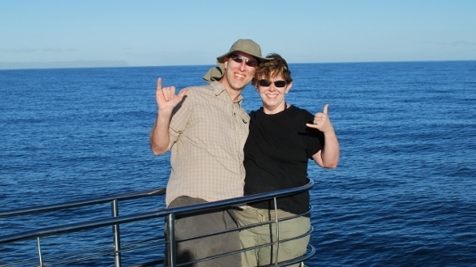 hubby and i on a na pali coast snorkeling trip, kauai, hawaii