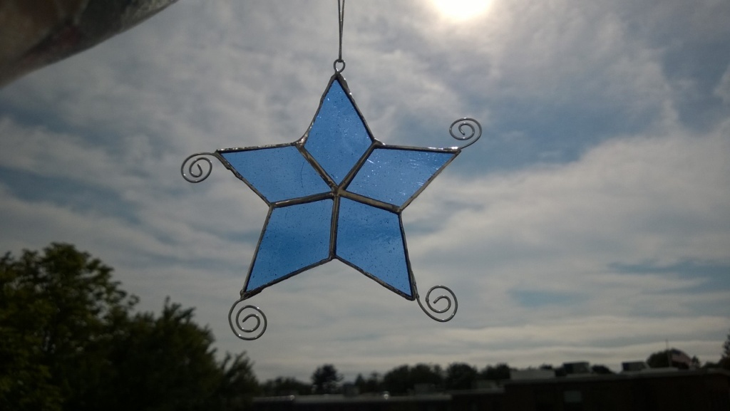 the blue stained glass star i made my mom for mother's day