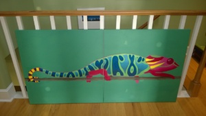 progress so far on the chameleon mural. far from done