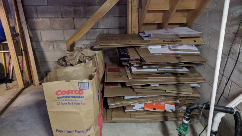 the massive stack of cardboard after i cleaned the basement