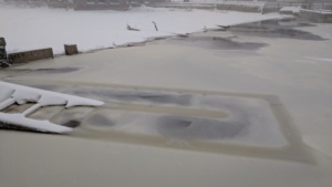 the water rose high enough to cover the fish ladder during a january storm