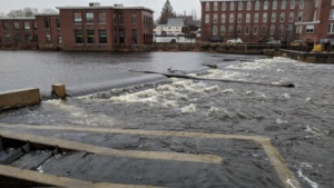 rapids on the river during a very high storm surge