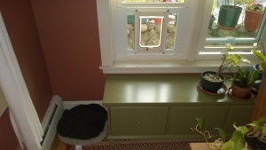 dining room file cabinet / sideboard / console and cat door