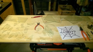 practicing cutting glass for my stained glass spiderweb