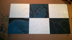 6 panel art painting project - acrylic on 11X14" canvas board