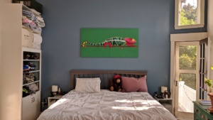 the chameleon mural looks fantastic on our newly painted bedroom wall