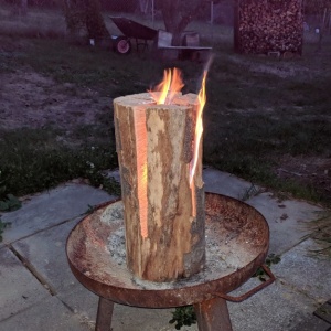 nordic torch my german brother-in-law created using a chainsaw and parafin