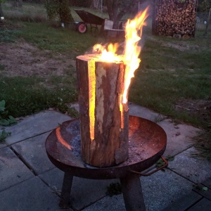 nordic torch my german brother-in-law created using a chainsaw and parafin