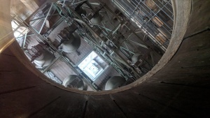 looking down at the bells from 2/3 of the way up the münster