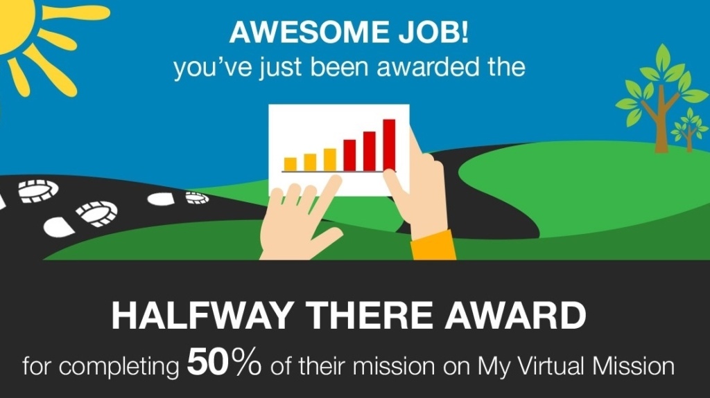 my award for completing 50% of my virtual mission across the country
