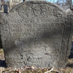 ipswich 1716 gravestone of dr. philemon dean who built our house