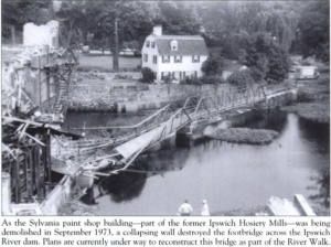 philemon dean house ipswich and original riverwalk bridge 1973