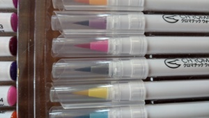 closeup of chromatek watercolor pens from hubby