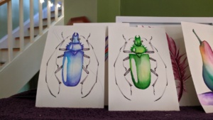 green & blue bugs chromatek tutorial on youtube - watercolor pens